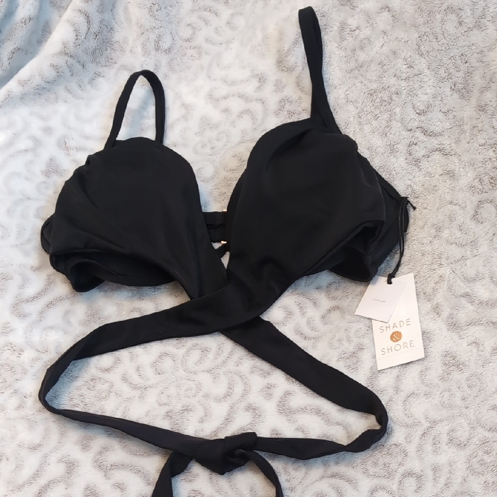 Shade & Shore Black Textured Bra